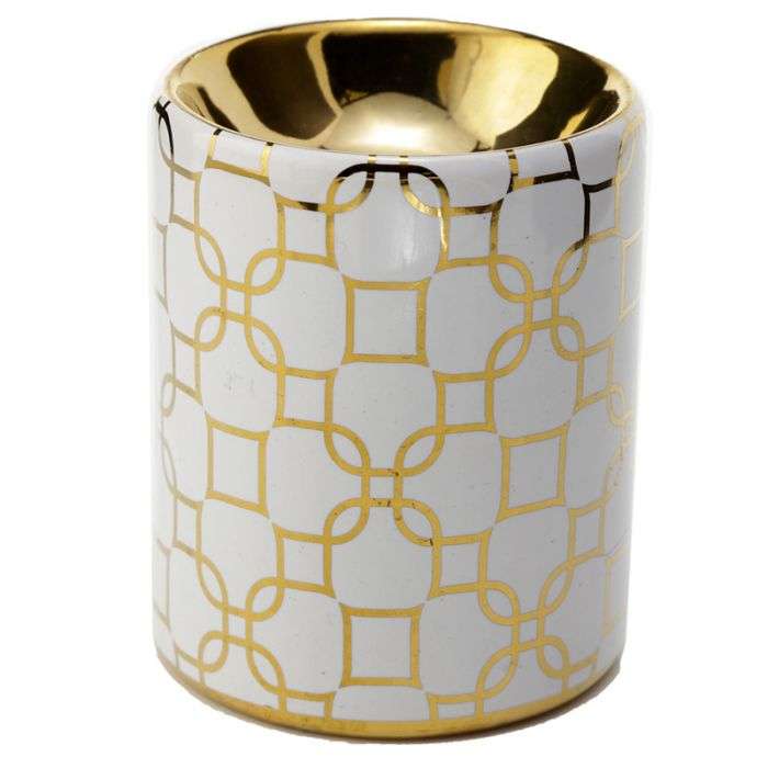 Petit brûleur à huile en céramique géométrique Eden Métal Gold